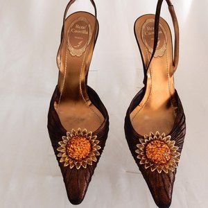 Rene' Caovilla "Venezia" Dark Bronze Metallic Slingbacks ($1300 Original Retail)